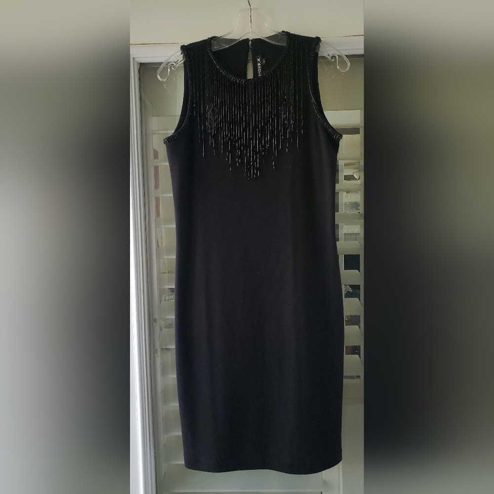 Elegant Strapless Black Dress with Beaded Accents